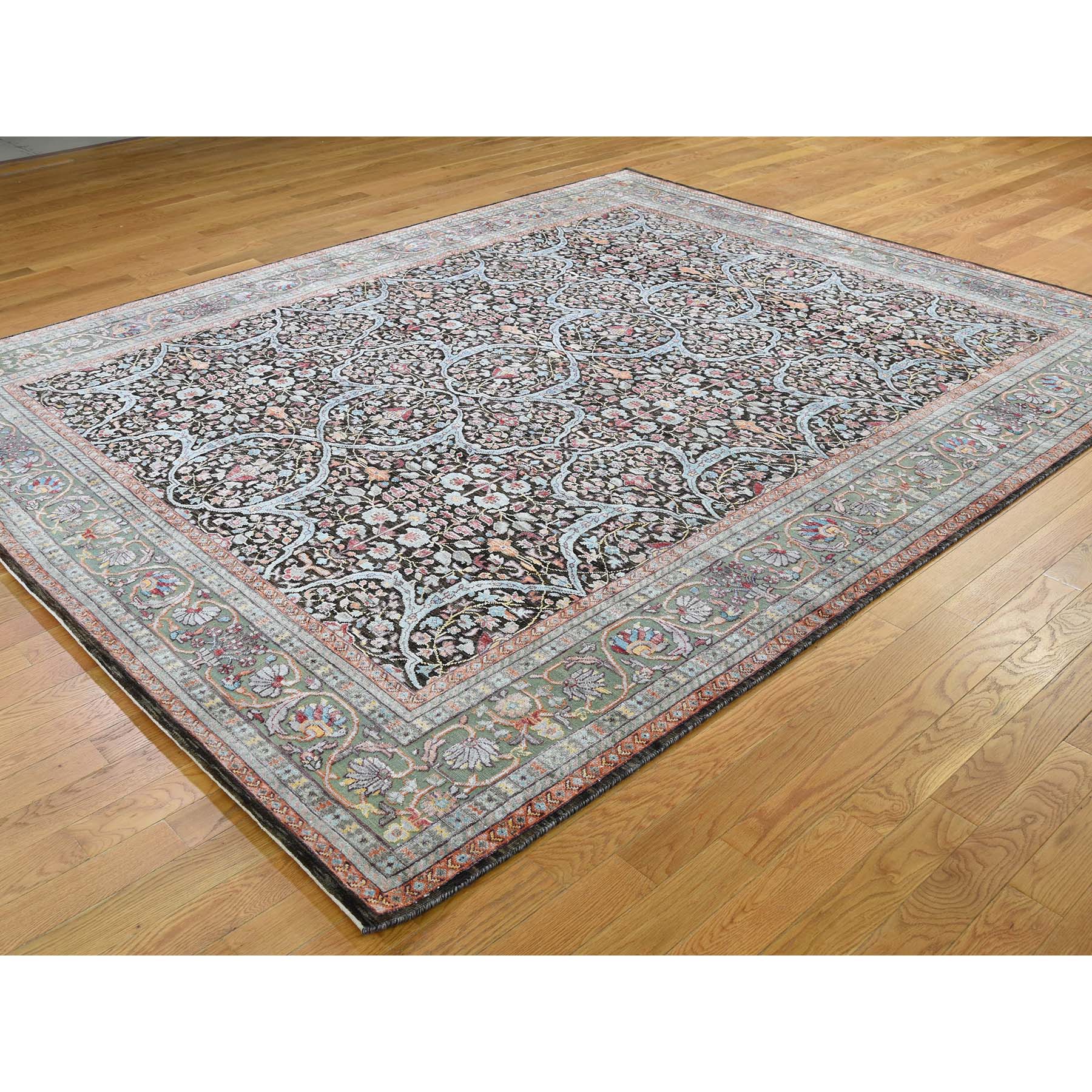 8'1"x10' Silk With Textured Wool Kashan Design Hand-Knotted Oriental